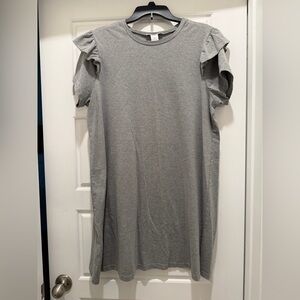 Gray Ruffle Sleeve Dress